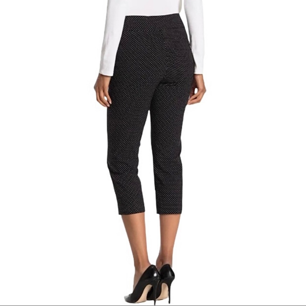 Philosophy Petite Pull-On Crop Pants Slimming Tummy Control Black Polka Dot